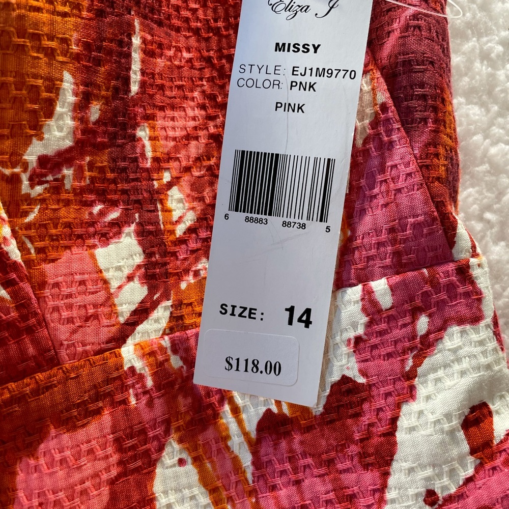 Eliza J New York Pink White dress size Missy 14 - Picture 4 of 4